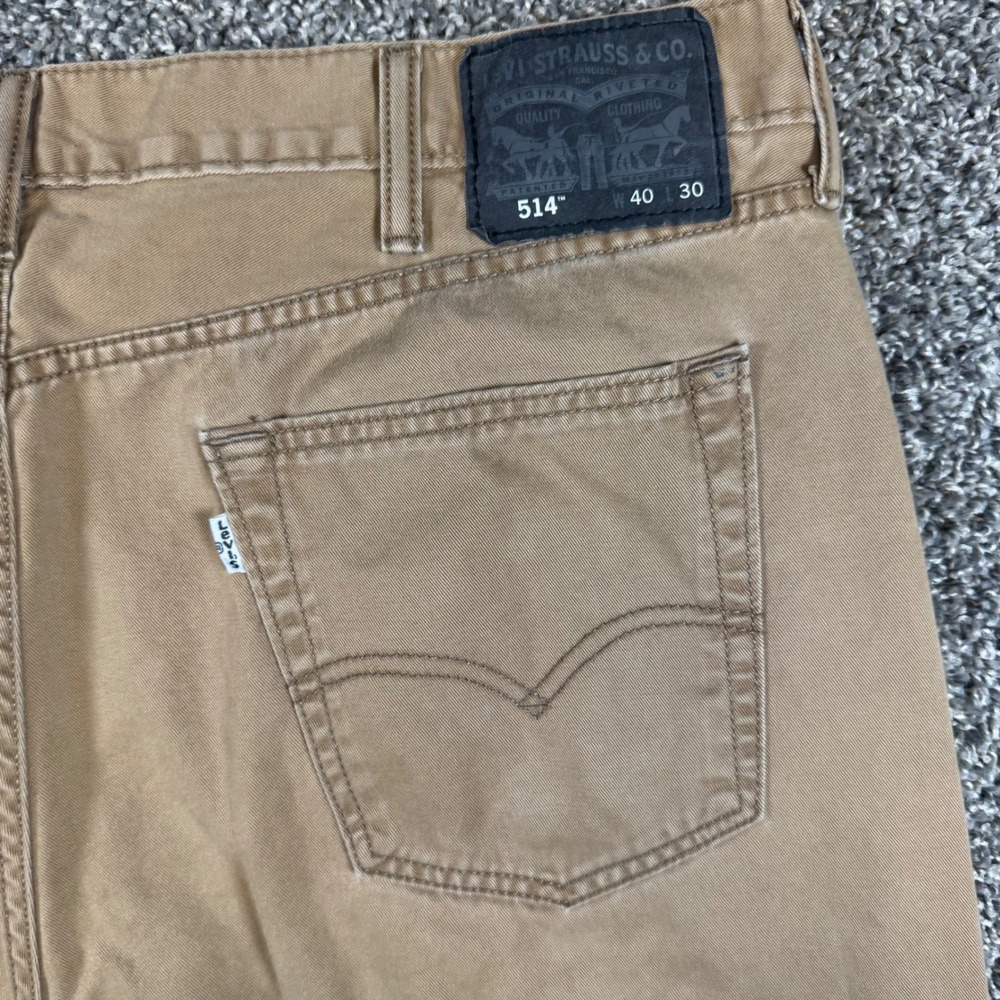 Levi's 514 Straight Fit Mens 40x30 Tan Khaki Casual Workwear Pants Jeans